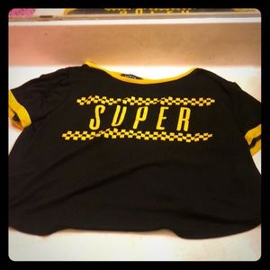 Super label crop top! Black and yellow checkered!